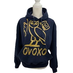 Top Star Black Graphic Hoodie Womens Large Mid Pocket Thick Blend Cotton